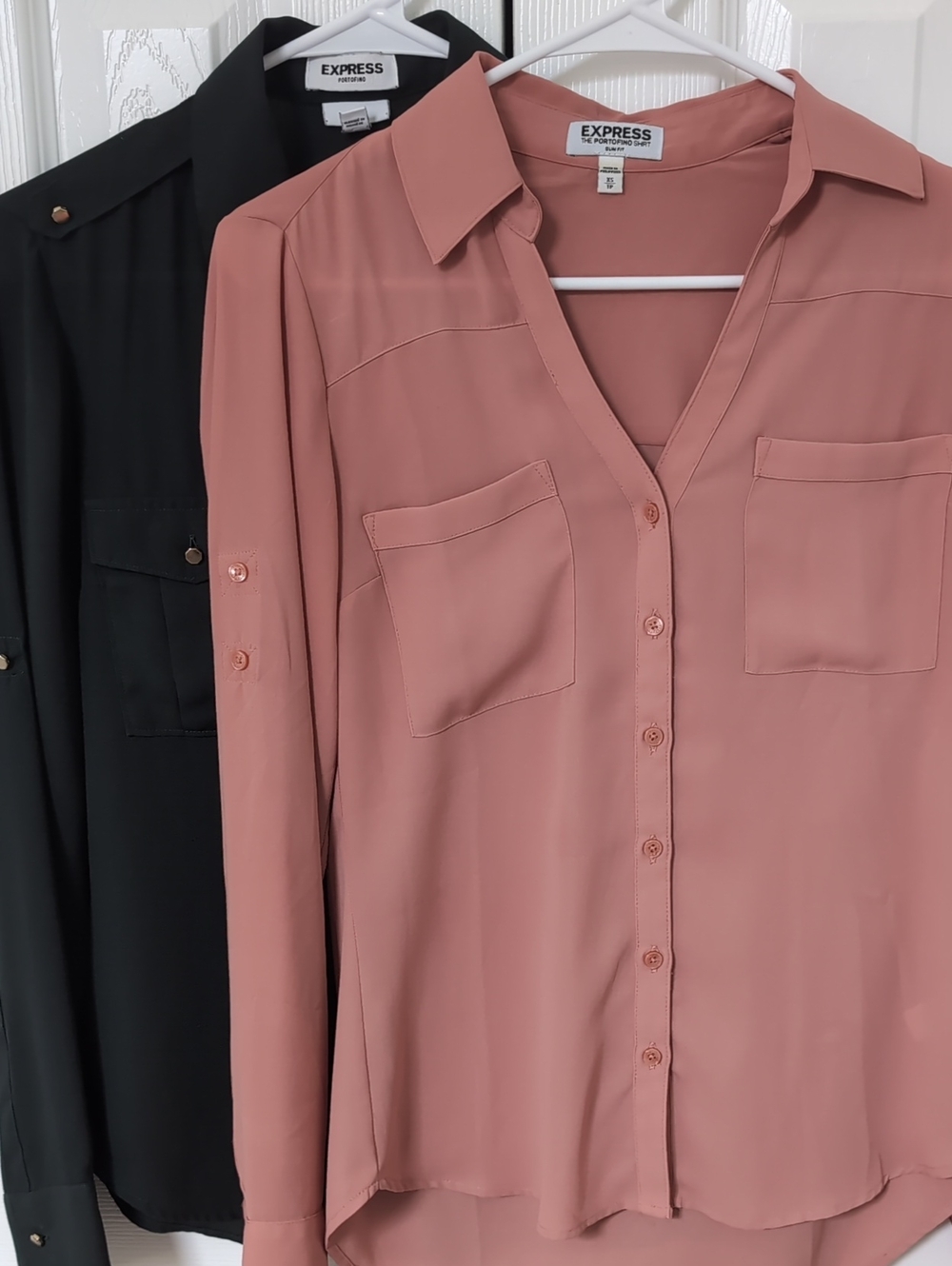 Express Blouses in Dusty Rose and Forest Green